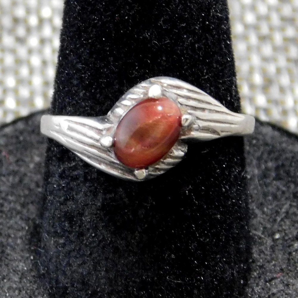 Vintage Brazil Ring Agate 925 Sterling Silver Size 6.75